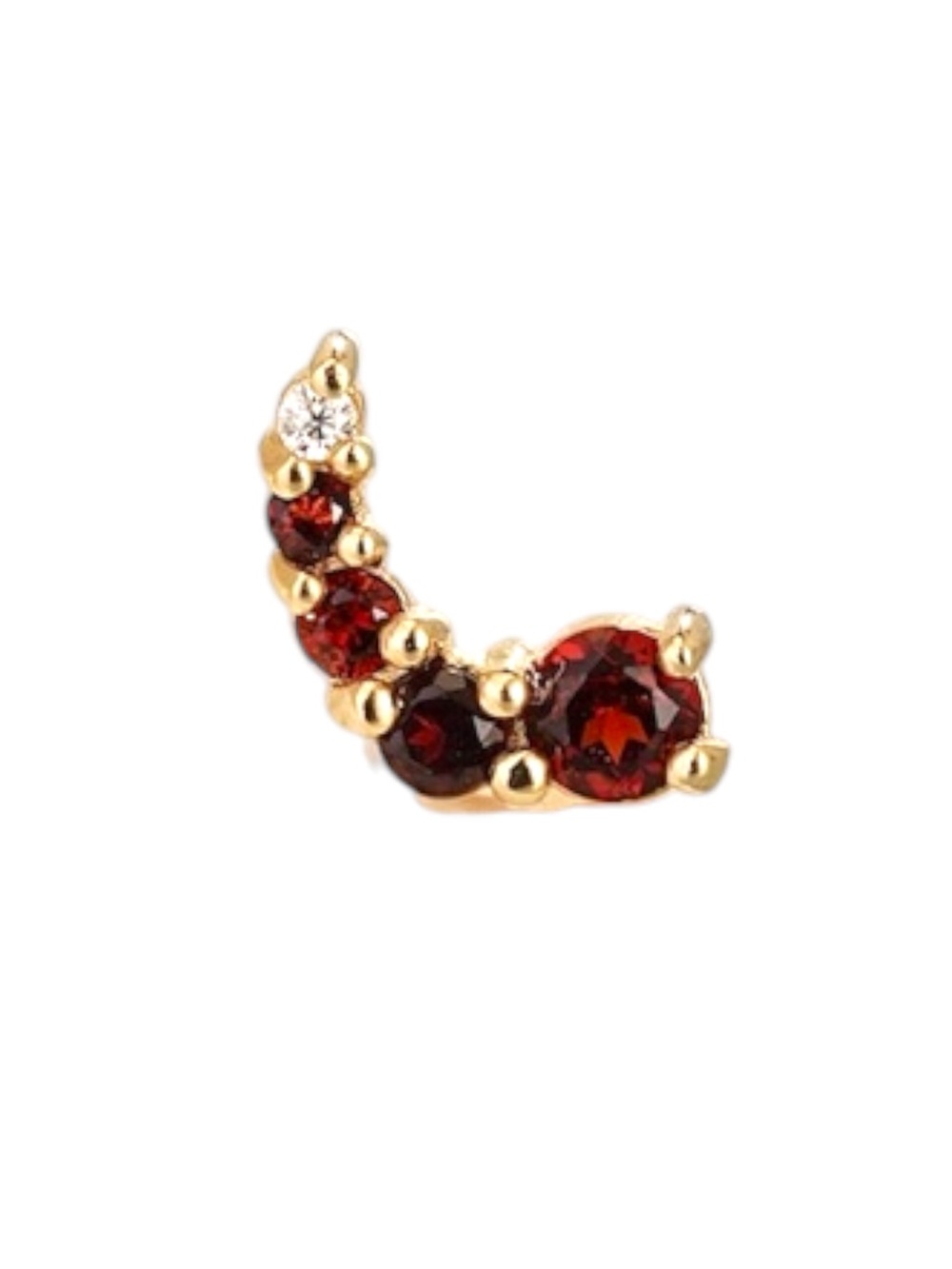 14K Solid Gold Garnet Moissanite Ear Climber